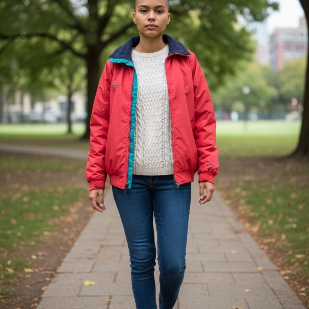 Columbia Red and Teal Bomber Jacket